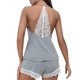 thumbnail image 3 of Conjunto de pijama de encaje con cuello en V y tirantes para mujer: conjunto de dos piezas con pantalones cortos, tejido suave y transpirable para el verano, 3 of 8