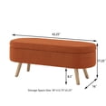 thumbnail image 5 of GZXS 42" Oval Upholstered Storage Bench in Orange, Boucle Fabric Ottoman Footstool with Hidden Compartment and Rubber Wood Legs, Easy to Assemble, 5 of 6