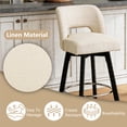 thumbnail image 3 of ClinQ 26" Counter Height Bar Stools Set of 2, Upholstered Fabric Bar Chairs with Backrest, Metal Legs and Silver Footrest Ring, Beige, 3 of 6