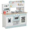 Qaba Play Kitchen, Kids Kitchen Playset with Coffee Machine, Ice Maker, Stove, Microwave, Oven