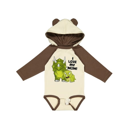 

Inktastic I Love My Mom with Baby and Mommy Triceratops Gift Baby Boy or Baby Girl Long Sleeve Bodysuit