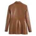 thumbnail image 6 of ASFGIMUJ 2022 Women'S Autumn And Winter Double Lapel Long Sleeved Casual Leather Jacket Brown L, 6 of 9