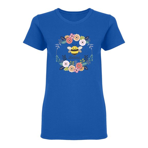 Cute Bee With Flower Wreath Shaped Tee Women's -Image by Shutterstock