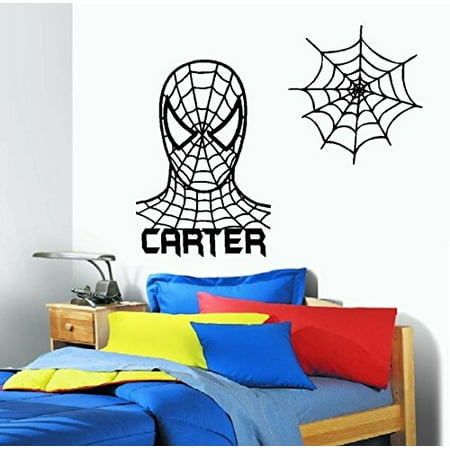 Decal ~ Spider-Man Face with Name and Web (Custom Name) Wall Decal ~ Children Wall