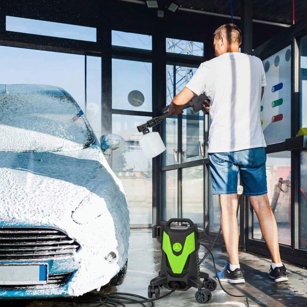 Spaco 2400 PSI 1.7 GPM Electric Pressure Washer, Pressure Washer with 4 Universal Wheels, Green