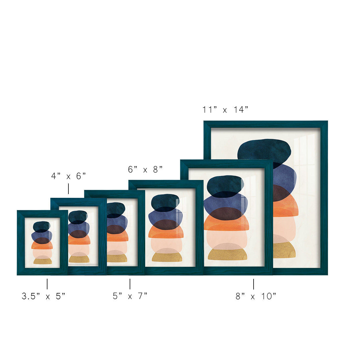 Mod Pods I -Framed Print w/glass-Ocean Blue