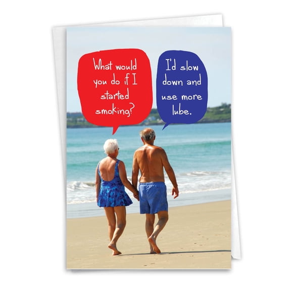 NobleWorks Funny Anniversary Paper Card with 5 x 7 Inch Envelope (1 Card) Couple, Husband, Wife, Parents Anniversary Congratulations Started Smoking C9583ANG