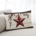thumbnail image 2 of Waterproof Outdoor Throw Pillows with Inserts 12"x20", Texas Star Red Soft Decorative Pillowcases for Couch Bedroom, Farmhouse Berry Wooden Vintage Pillow Covers for Sofa Living Room, 2 of 8