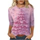 thumbnail image 2 of Fiudx Ofertas Flash Del Día Camiseta con Estampado Navideño a La Moda para Mujer, Blusa con Mangas 3/4, Tops Informales con Cuello Redondo, 2 of 5