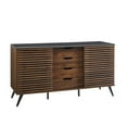 thumbnail image 3 of Walker Edison Modern Sliding Slat Door Sideboard, Ebony and Dark Walnut, 3 of 11
