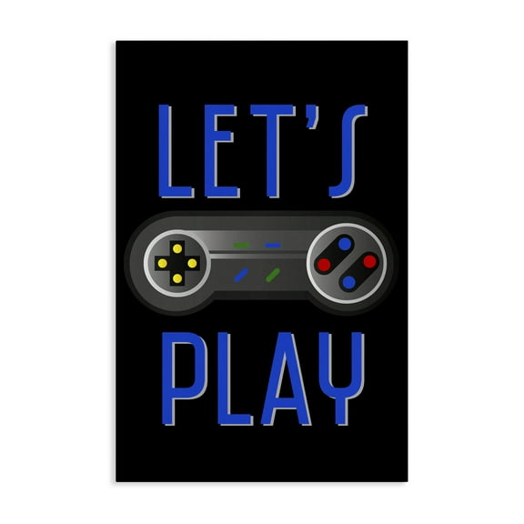 Stupell Industries Vintage Lets Play Games Typography Painting Gallery Wrapped Canvas Art Print Wall Art, 16 x 24