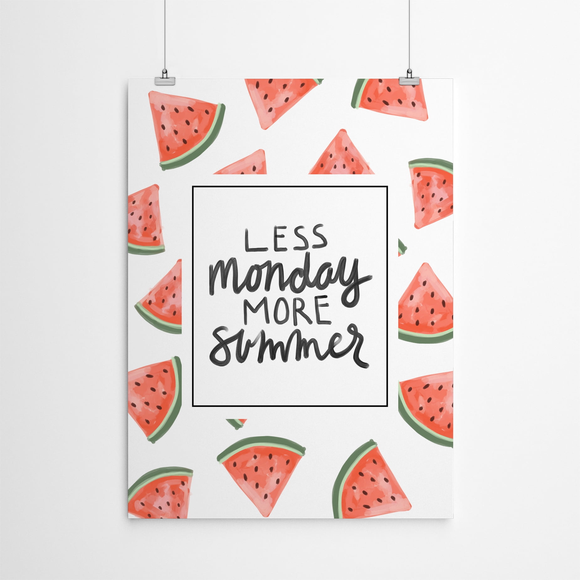 Americanflat Less Monday More Summer Watermelon Typography by Jetty  Printables Poster Art Print - Walmart.com