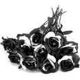 thumbnail image 4 of 10pcs Black and White Roses Artificial Flowers with Stems, Faux Silk Flowers Bridal Gothic Wedding Bouquet, Realistic Blossom Flora for Home, Office, Hotel Decorations, 4 of 5