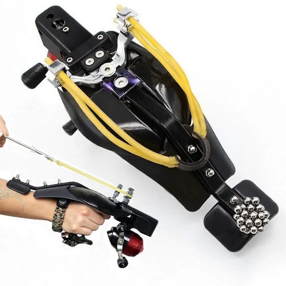 Outdoor Fishing Slingshot Set Reel Darts Catapult Bowfishing Hunting Kit