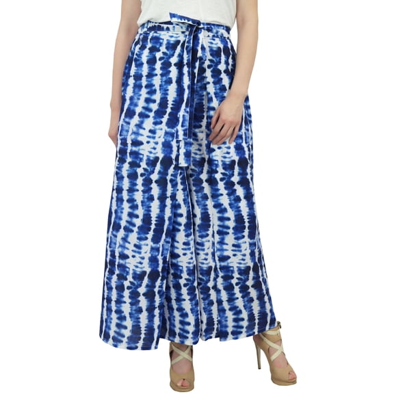 Phagun Blue Cotton Shibori Printed Fisherman Harem Pants Women Yoga Pajama-S