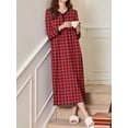 thumbnail image 4 of Avidlove Women's Plaid Long Sleeve Nightgown Christmas Long Sleepshirts Henley Sleep Dress Full Length Sleepwear, 4 of 7