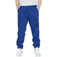 thumbnail image 7 of Spazoro Boys Cargo Sweatpants, Multi-Pockets Baggy Solid Color Elastic Waist Drawstring Straight Leg Pants for Kids Blue Size 5, 7 of 7