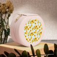 thumbnail image 6 of Yiaed Blue White Plaid Sunflower Print Travel Jewelry Case Bridesmaid Gift Boxes Jewelry Travel Organizer Small Round Jewelry Box Mini Storage-Pink, 6 of 7