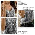 thumbnail image 4 of Camisa sin mangas con purpurina para mujer, cuello en V brillante, suave, elegante, informal, con tirantes finos y purpurina, para fiesta, 4 of 5