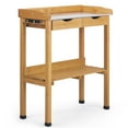 thumbnail image 4 of Outdoor Garden Potting Bench Table – Wooden Planting Workstation with Metal Tabletop, Drawers & Storage Shelf, 4 of 16