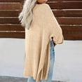 thumbnail image 4 of IROINNID Women's Mid-Length Cardigan Coat Solid Color Long Sleeve Autumn And Winter Sweater Coat Cardigan Pocket Clothing Loose Tops, Khaki, 4 of 6