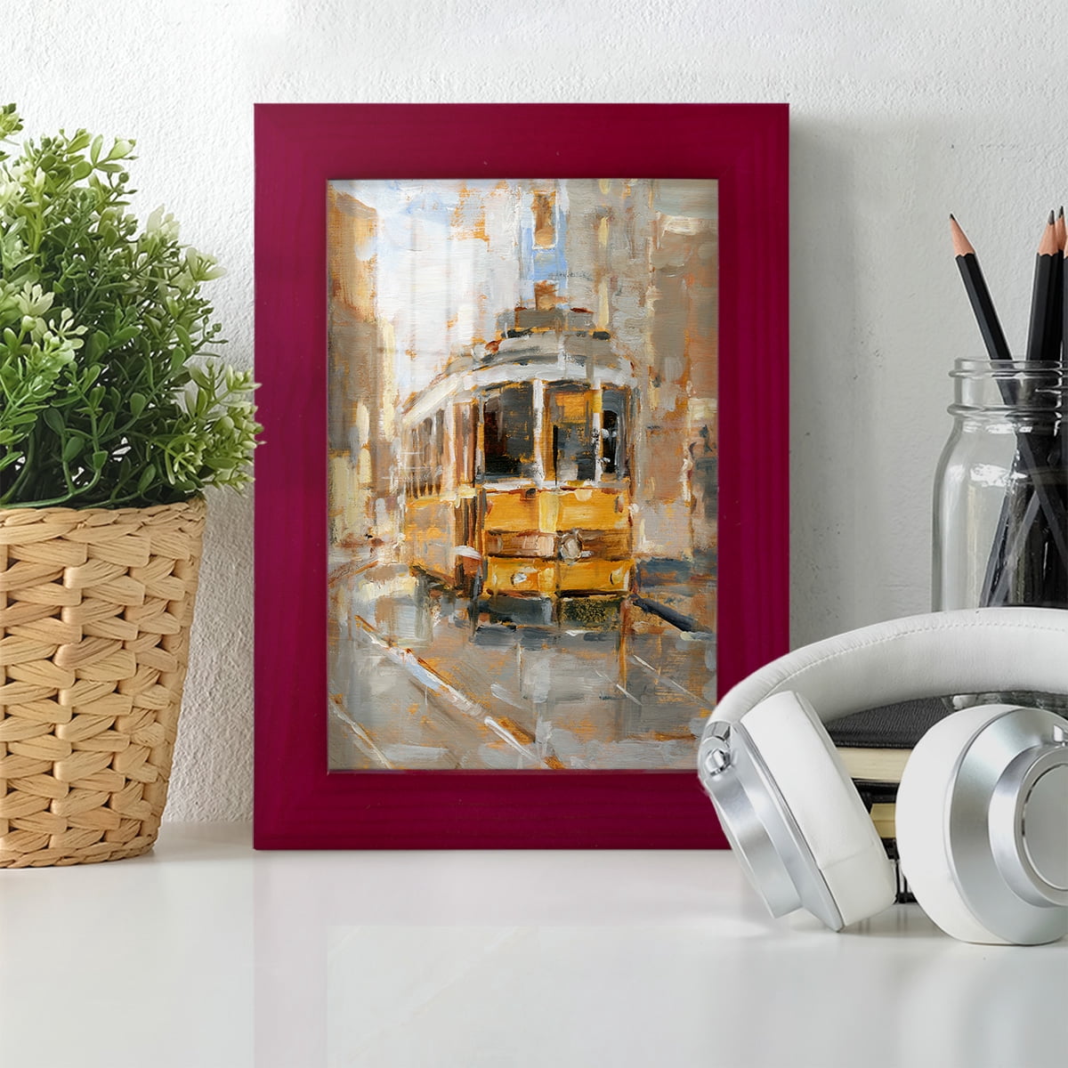 Day Trolley II - Framed Print w/glass - Cherry Red