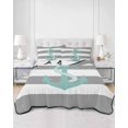 thumbnail image 3 of Nautical Anchor Queen Size Down Alternative Comforter, Lightweight Comforter Quilt Bedding Set with Pillow Shams Turquoise Grey White Horizontal Stripe All Seasons Bed Comforter Duvet Insert 90"x96", 3 of 7