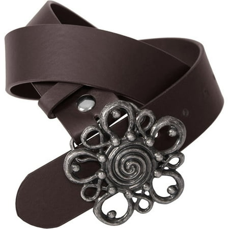 Brinley Co Womens Flower Buckle Leather Belt