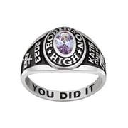 Freestyle Women's Sterling Silver Classic Petite Oval Birthstone Class Ring, Personalized, High School or College Graduation