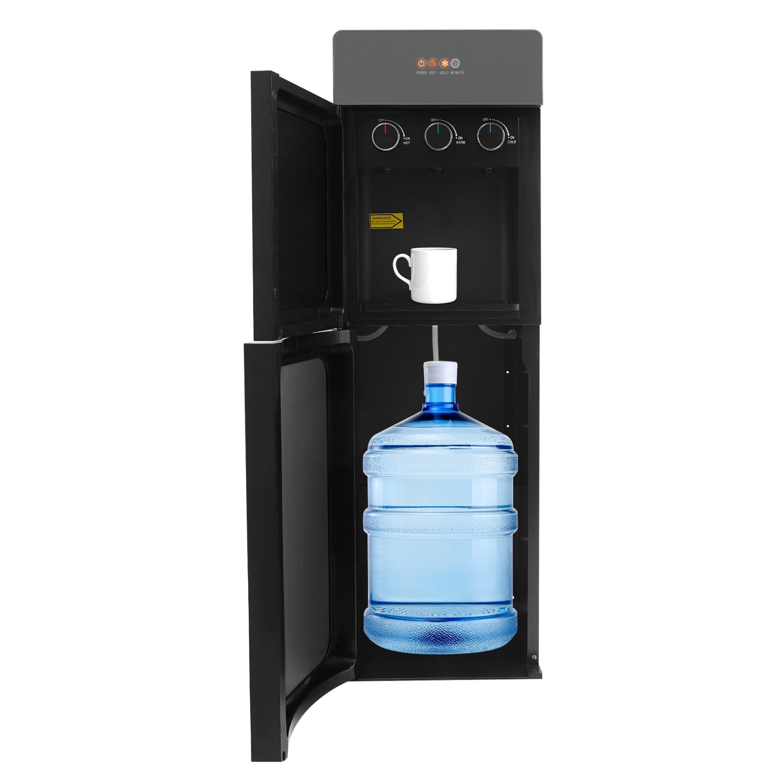 Bottom Loading Water Dispenser with Hot & Cold Water - 3 Temperature, 5 Gallon, Child Safety Lock, Freestanding for Home and Office, Silver Gray