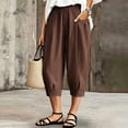 thumbnail image 4 of Tqyyweavej Harem Pants Women Elastic Waisted Comfy Balloon Pants Trousers Baggy Solid Color Capri Pants for Women with Pockets, 4 of 10