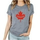 thumbnail image 1 of Fiudx Camisas para Mujer Camiseta Básica de Verano de Manga Corta Informal para Mujer, Blusa con Estampado de Hoja de Arce Del Día de Canadá, Camiseta con Cuello Redondo, 1 of 3