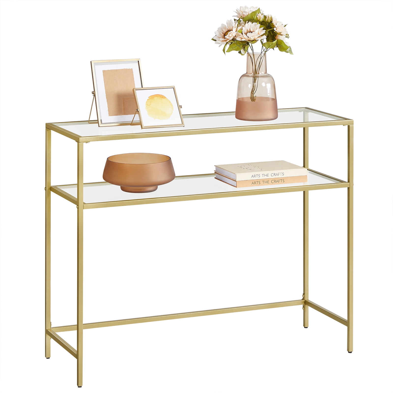SONGMICS HOME 39.4-Inch Modern Console Table, Entryway or Sofa Table with Metal Frame, 2-Tier Shelves, and Adjustable Feet for Living Room