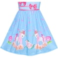 thumbnail image 4 of Sunny Fashion Girls Dress Blue Unicorn Flower Summer Sundress 7-8 Years, 4 of 7