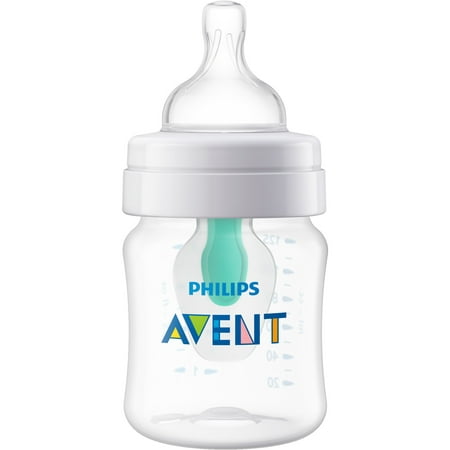Philips Avent Anti-colic Baby Bottle With AirFree Vent, 4oz, 1Pk, Clear,