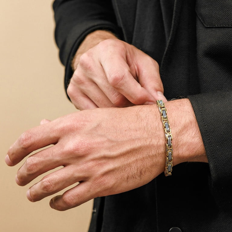 Jewmon Byzantine Chain Bracelet, Two-Tone Stainless Steel photo 2