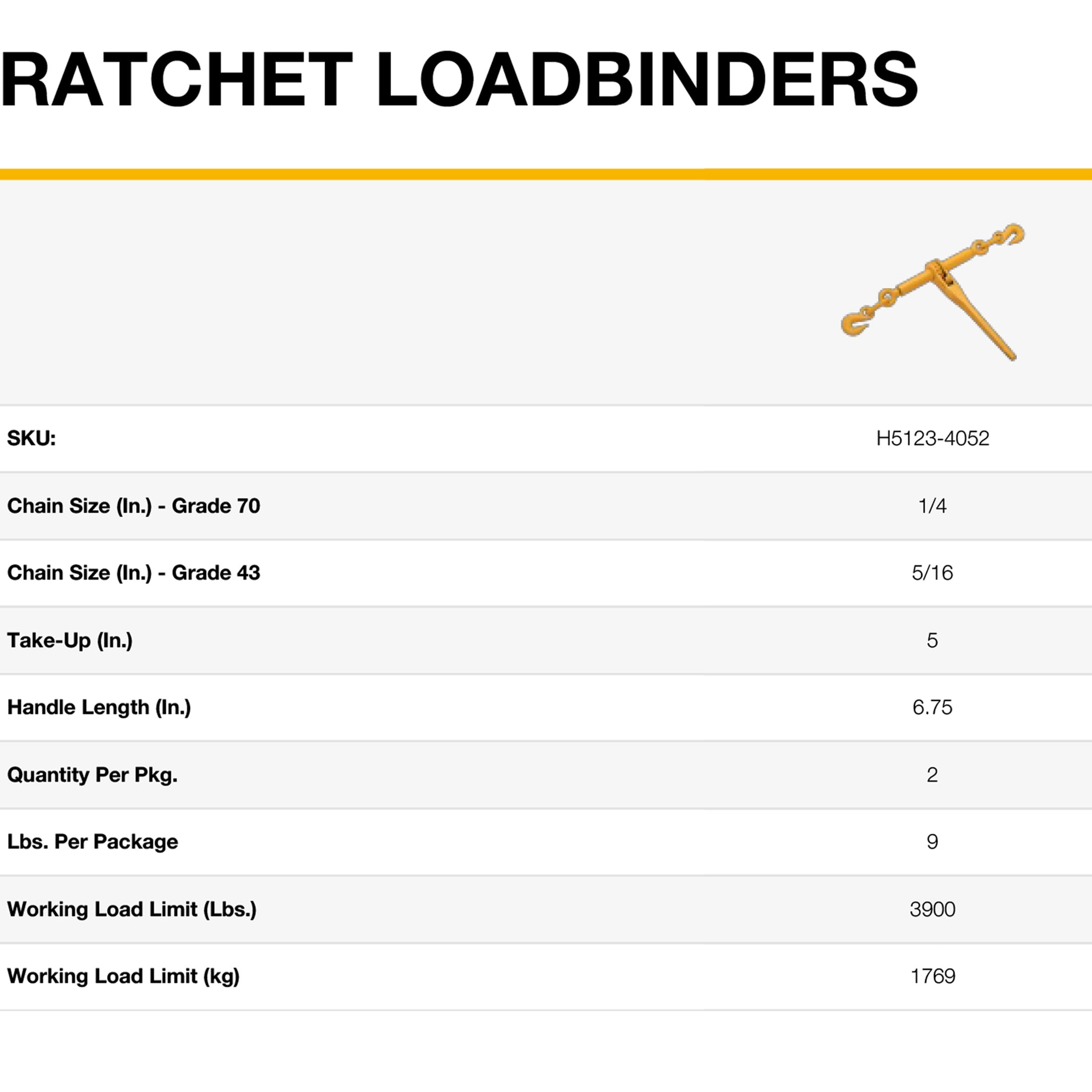 1/4" - 5/16" Ratchet Loadbinder, 2 Pack, Peerless Chain #H5123-4052
