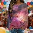 thumbnail image 4 of Arlun Nebula Galaxy Print Ribbing Tops for Women Crew Neck Oversized Long Sleeve Pullover Shirt Soft Comfortable Casual Trendy Blouses 2026 Carnival Party Fashion Outfits 6- M, 4 of 5