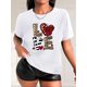 thumbnail image 1 of Camisetas para mujer, lindas camisetas con estampado gráfico, de manga corta, estilo casual, para veranoChic Leopard & Plaid Heart Print Women's T-Shirt - Casual Round Neck Short Sleeve Top, Breatha, 1 of 8