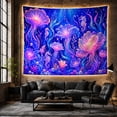 thumbnail image 6 of Bioluminescent Jellyfish in Deep Ocean Scene, Mystical Fantasy for Ocean Lovers, Underwater Scene Wall Art, Housewarming Gift Tapestry Wall Hanging for Bedroom and Living Room, 6 of 7