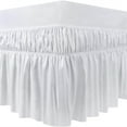 thumbnail image 1 of Double Elastic Bed Skirt Ruffle - Microfiber Bed Skirt Adjustable Twin Bed White, 1 of 5