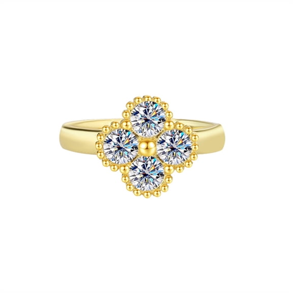 1.2CT Four Leaves Clover Design Moissanite Engagement Rings for Women D Color VVS1 S925 Sterling Silver Lab Created Diamond Rings Perfect for Daily Wear Parties Wedding