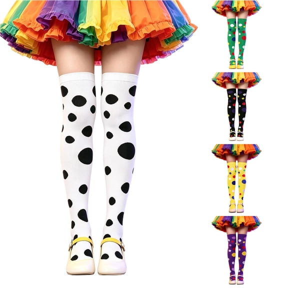 AWZXDE Halloween Knee‑High Socks‑Color Polka Dot Socks for Halloween Cosplay Event Carnival and Holiday Photo Props