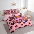 thumbnail image 2 of Castle Fairy Teens Cute Princess Black Girl Queen Size Bedding 7pcs,Dreamy Leopard Print Bedding Comforter Set Queen,Pink Black,Grey Reversible, 2 of 7