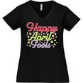 thumbnail image 3 of Inktastic Happy April Fools with Colorful Dots Women's Plus Size V-Neck T-Shirt, 3 of 5