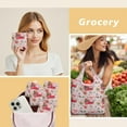 thumbnail image 6 of 5 Pack Foldable Shopping Bag,Pink Christmas Red Truck and Snowman Pattern Reusable Grocery Bags with Pockets,Large Reusable Tote Bags with Handles Waterproof & Lightweight, 6 of 6