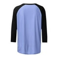 thumbnail image 4 of GERsome Women's Casual Tops 3/4 Sleeve Color Block Shirts Loose Fit Lightweight Crew Neck Basic Tops Cute Pullover S-3XL Blue/L, 4 of 6