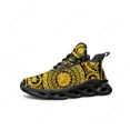thumbnail image 1 of Zapatillas deportivas planas de lujo con estampados florales dorados para hombre y mujer, de alta calidad, con cordones de malla, hechas a medida., 1 of 6