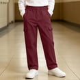 thumbnail image 3 of Boys Stretch Cargo Pants Casual Elastic Waist Straight Leg Regular Fit Kids Hiking Pants Wine 5T, 3 of 8