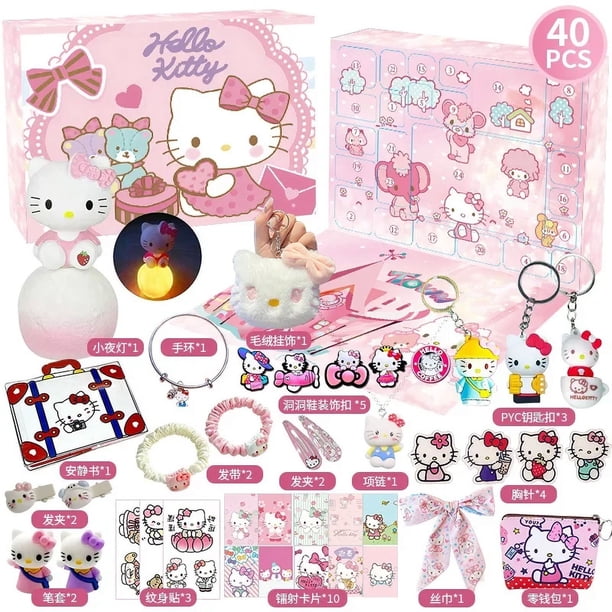 Anime Kuromi-Calendario de Navidad, caja de regalo de Adviento, Hello Kitty, Sanrio, muñeca, collar, pulsera, adornos, accesorios para el cabello, juguetes para niños